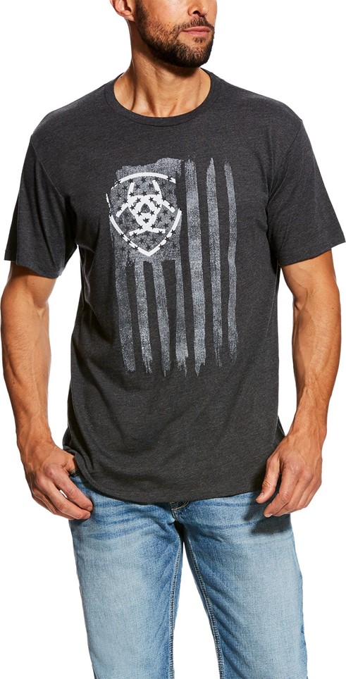 Ariat Vertical Flag S/S Shirt - Charcoal Heather