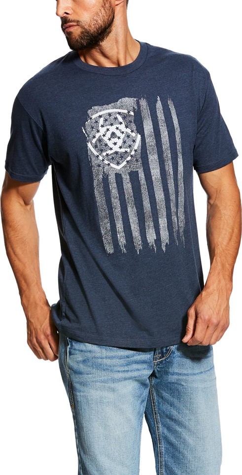 Ariat Vertical Flag S/S Shirt - Navy Heather