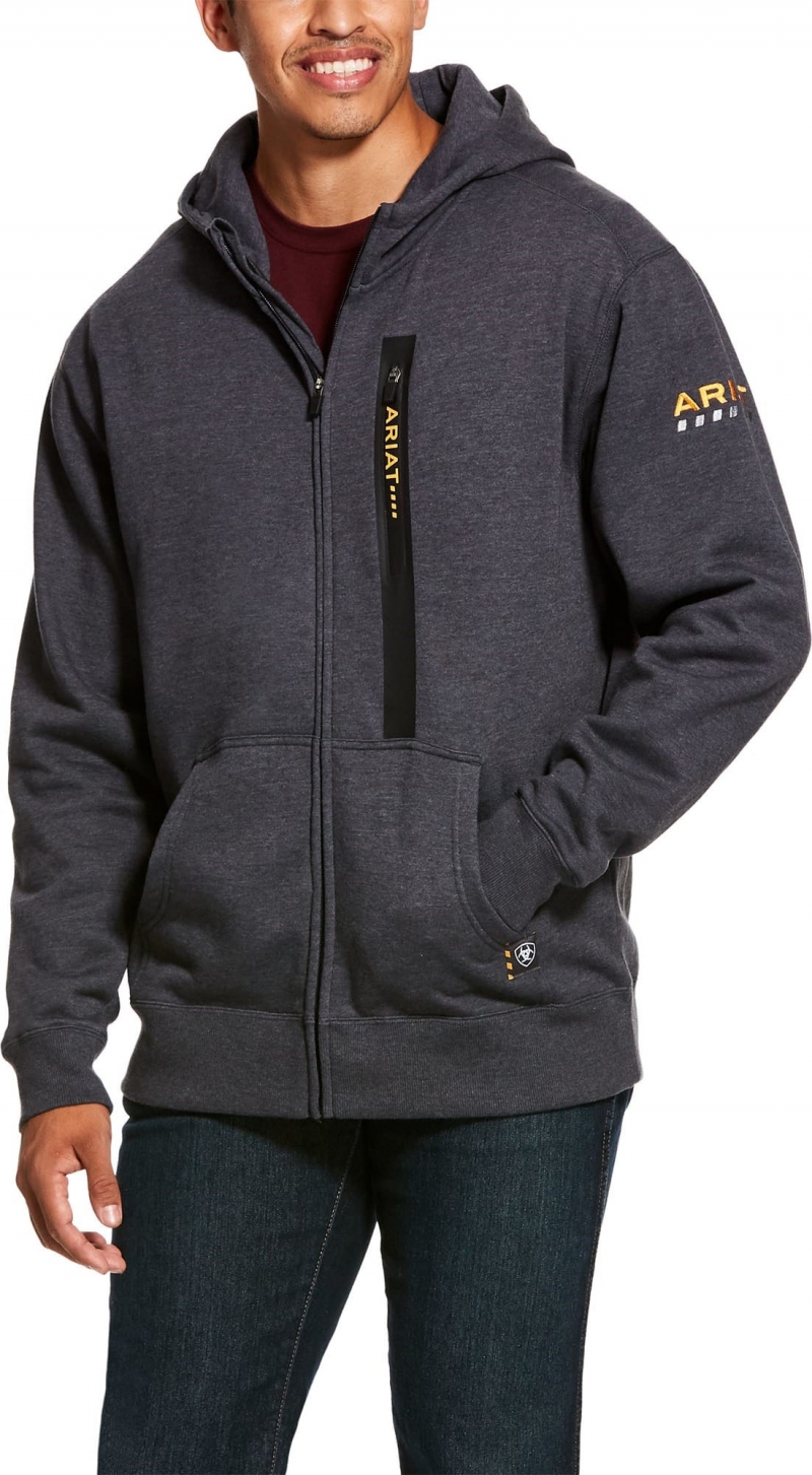 Ariat Rebar Workman Hooded Zip-Front Sweatshirt - Charcoal Heather