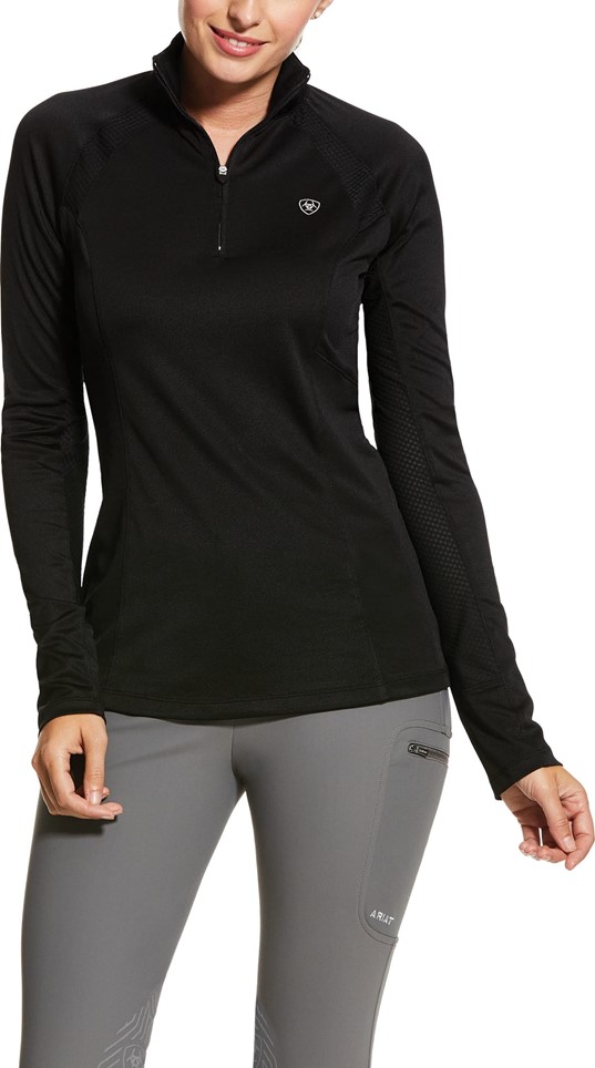 Ariat Women's Sunstopper 2.0 Quarter-Zip L/S Baselayer Shirt - Black