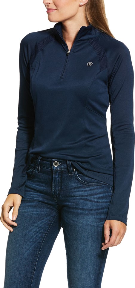 Ariat Women's Sunstopper 2.0 Quarter-Zip L/S Baselayer Shirt - Navy