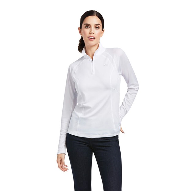 Ariat Women's Sunstopper 2.0 Quarter-Zip L/S Baselayer Shirt - White