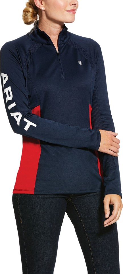 Ariat Women's Sunstopper Team 2.0 Quarter-Zip L/S Baselayer Shirt - Navy