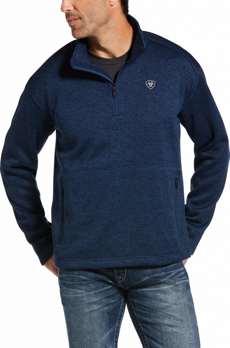 Ariat Caldwell Quarter-Zip Mockneck Sweatshirt - Indigo Heather