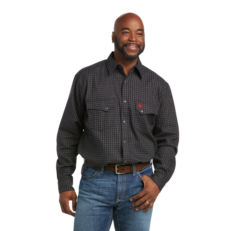 Ariat FR McGinnis Snap Front L/S Work Shirt - Dark Grey