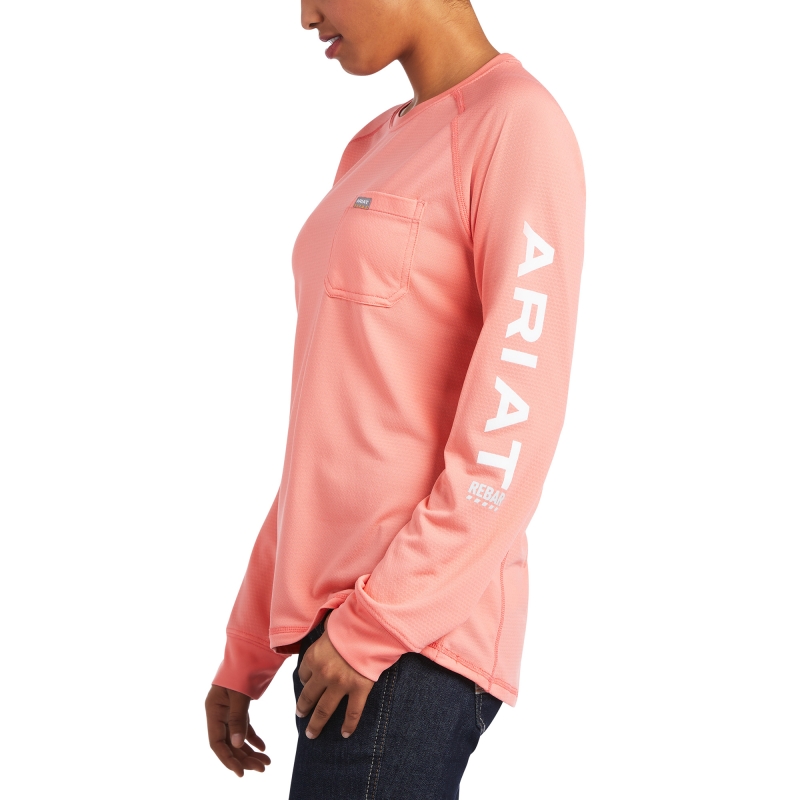 Ariat Women's Rebar Heat Fighter L/S Shirt - Summer Melon