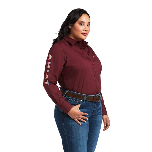 Ariat Women's Team Kirby Stretch Button Front L/S Shirt - Zinfandel