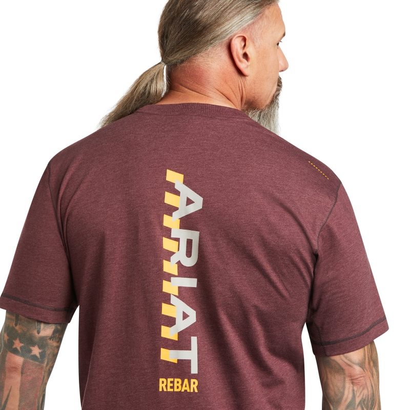 Ariat Rebar Workman Logo Crewneck S/S Shirt - Malbec Heather