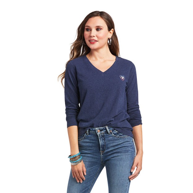 Ariat Women's Real Serape Thunderbird L/S Shirt - Navy Heather