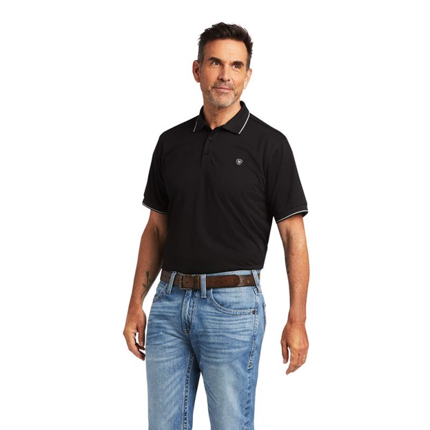 Ariat Logo Fitted Polo S/S Shirt - Black