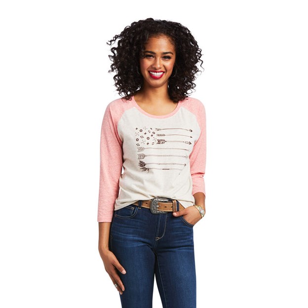 Ariat Arrow Raglan 3/4 Sleeve Shirt - Oatmeal Heather