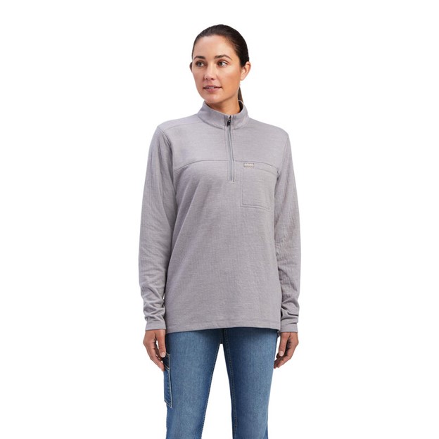 Ariat Women's Rebar Foundation Quarter-Zip L/S Shirt - Heather Grey