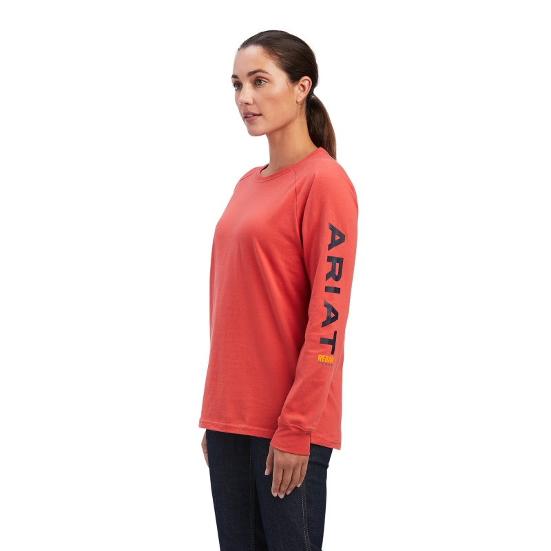 Ariat Women's Rebar Cotton Strong Logo Graphic L/S Shirt - Baked Apple