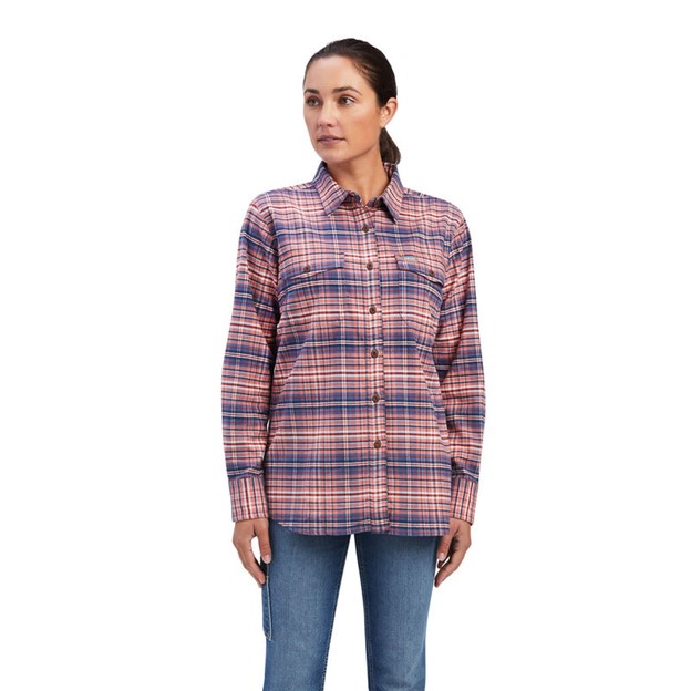 Ariat Women's Rebar Flannel DuraStretch Button Front Work Shirt - Faded Rose