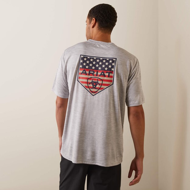 Ariat Charger Proud Crewneck S/S Shirt - Echo Grey