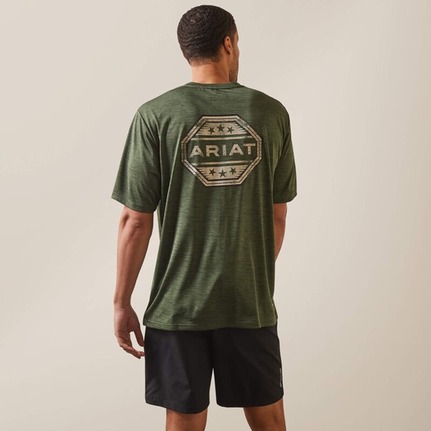 Ariat Charger Stamp Logo Crewneck S/S Shirt - Kombu Green