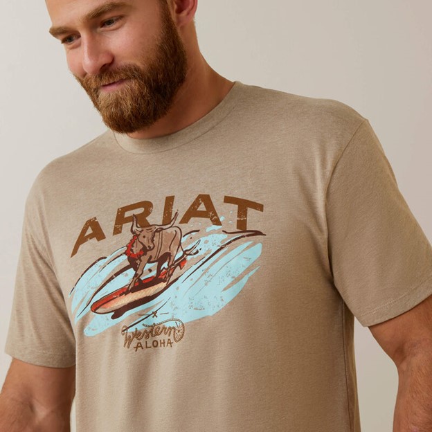 Ariat Surf and Turf Western Aloha S/S Shirt - Oatmeal Heather