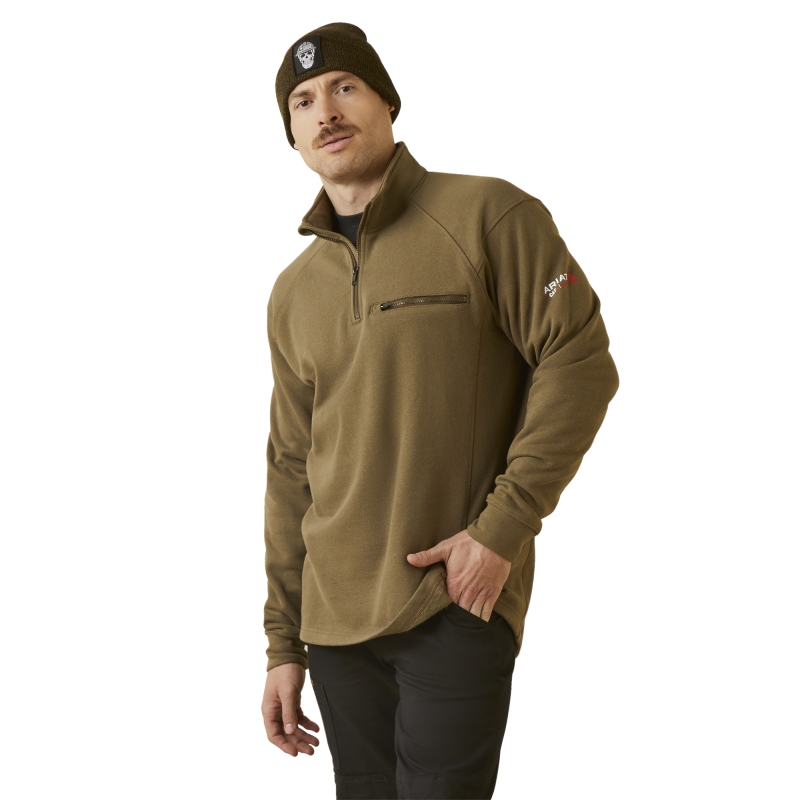 Ariat FR Rev Quarter-Zip Fleece Sweatshirt - Beech