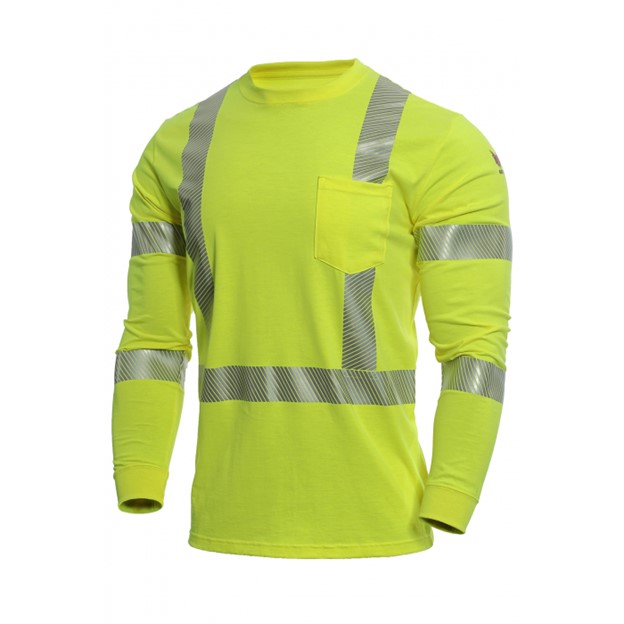 NSA DriFire FR HI-VIS Lightweight Class 3 L/S Pocket Crewneck  - Hi-Vis Yellow