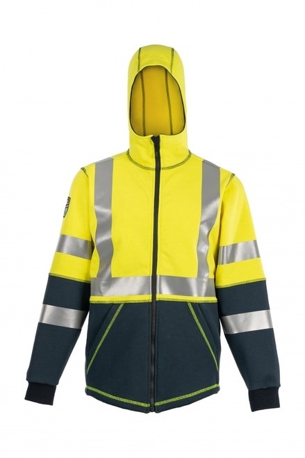 Dragonwear Elements Nova FR HI-VIS Class 3 Dual Hazard Color Block Jacket - Hi-Vis Yellow/Navy