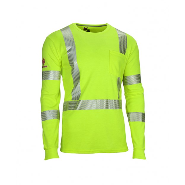 NSA DriFire FR HI-VIS Lightweight Class 3 Dual Hazard L/S Pocket Crewneck - Hi-Vis Yellow